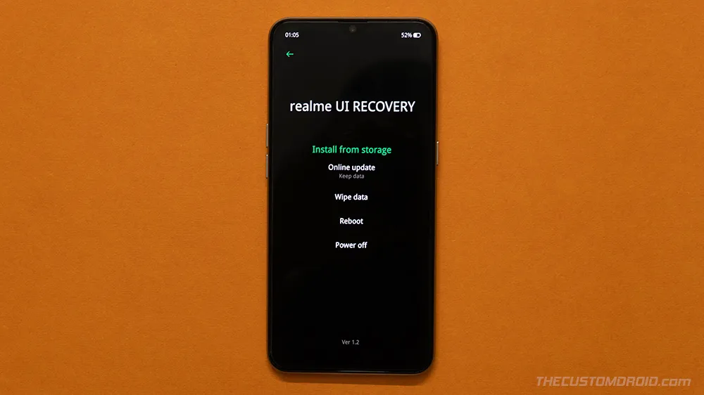 Select 'Wipe Data' Option in Realme X2 Pro Stock Recovery