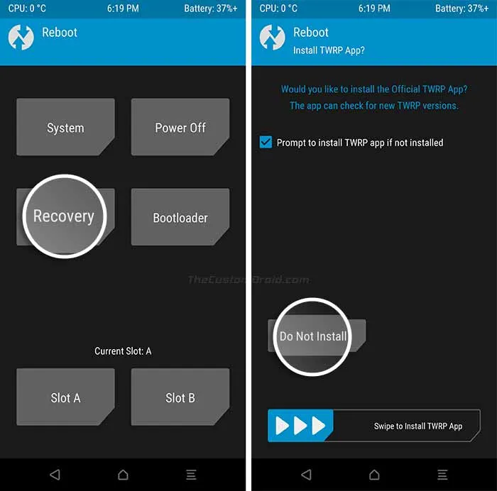 Reboot into Rooted OS using Galaxy S10 TWRP Recovery