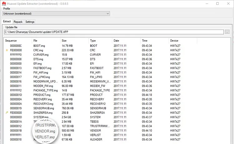 Restore Honor 7X Stock Firmware - Huawei Update Extractor