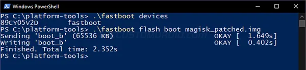 Step 9: Flash Patched Boot Image to Install Magisk and Root Android 11