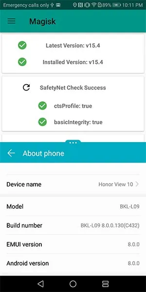 Root Honor View 10 using Magisk - SafetyNet Pass