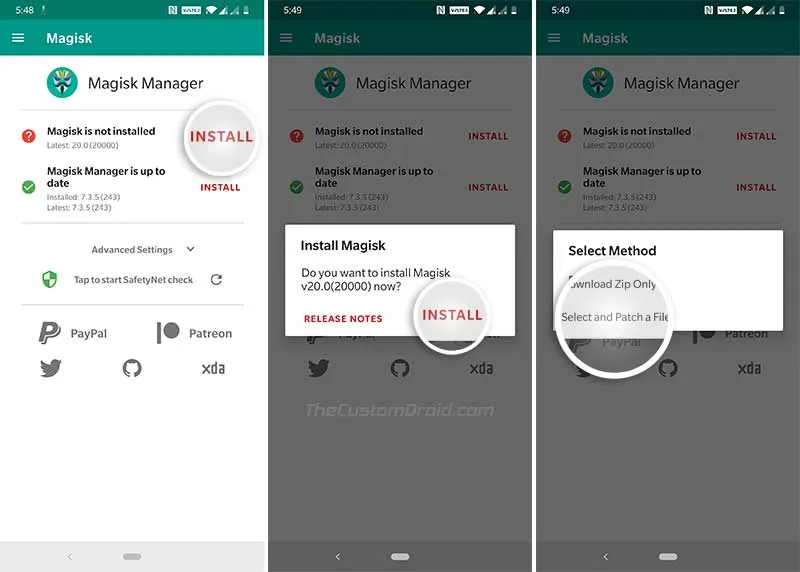 Root OnePlus 7 (Pro) - Select and Patch a File in Magisk Manager