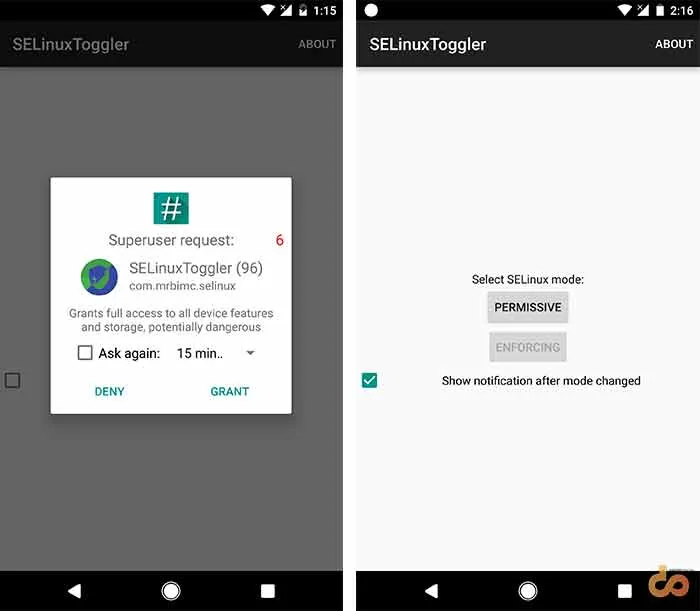 Set SELinux to Permissive with SELinuxToggler