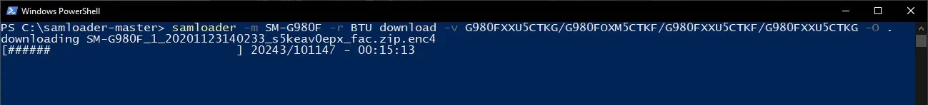 Download latest firmware for your Galaxy device using Samloader Download command