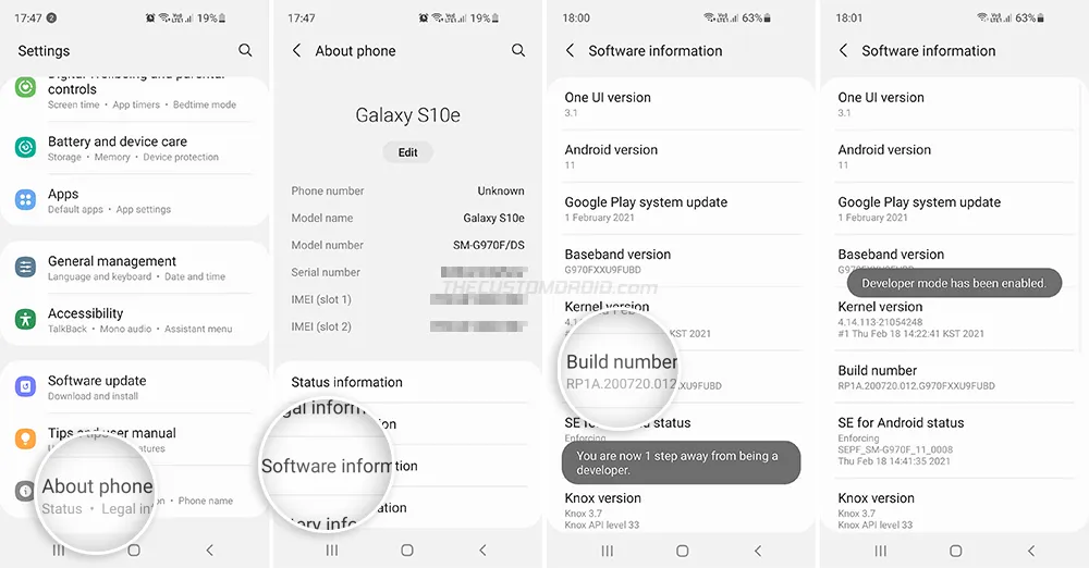 Enable Developer Options on Samsung Galaxy device
