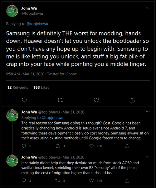 Magisk creator's John Wu's opinion on Samsung and software modding