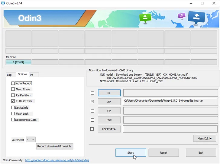 Flash TWRP on Galaxy Note 8 using Odin