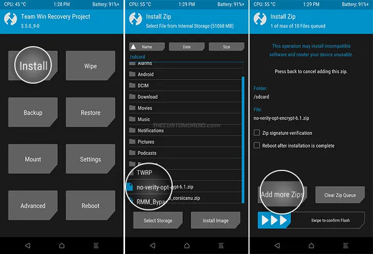 Flash encryption disabler in TWRP on Galaxy Note 8