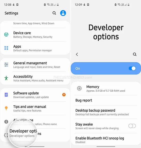 Developer Options successfully enabled on Galaxy S20