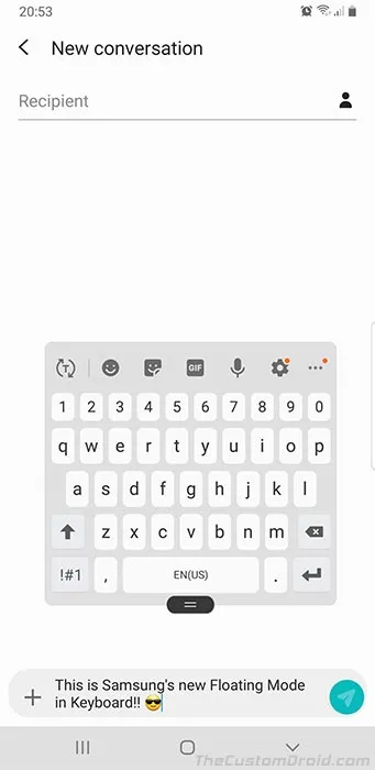 Samsung One UI Feature - Floating Mode in Samsung Keyboard