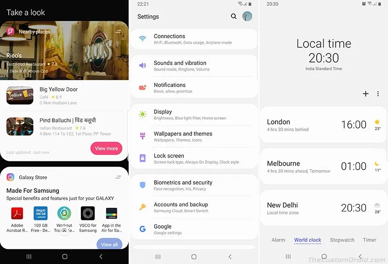 Samsung One UI Features - Rounded Corners and Focus Blocks