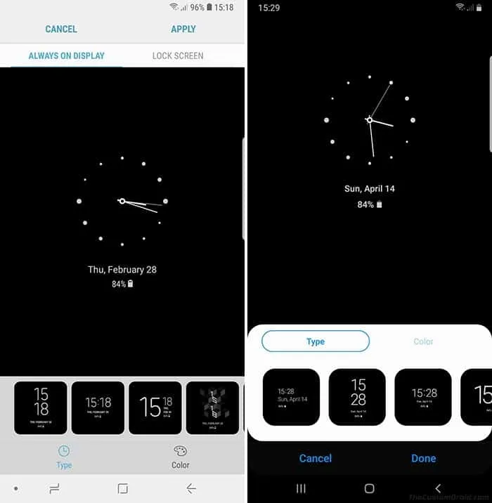 Samsung One UI vs Samsung Experience - New Always On Display Clock Styles