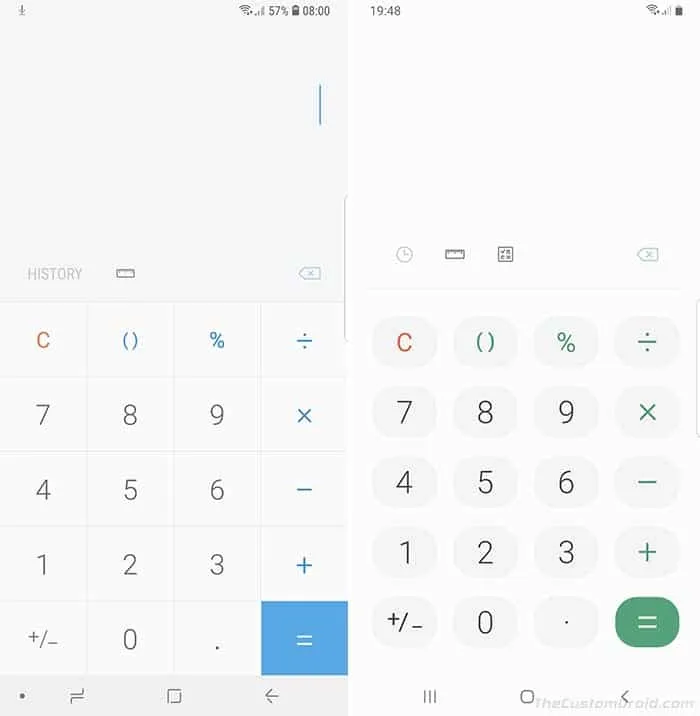 Samsung One UI vs Samsung Experience - Calculator App