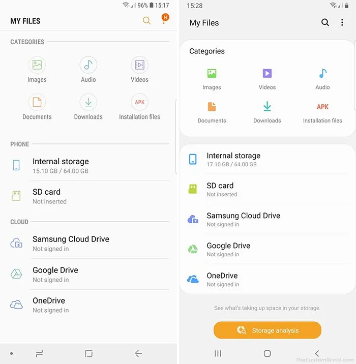 Samsung One UI vs Samsung Experience - My Files App
