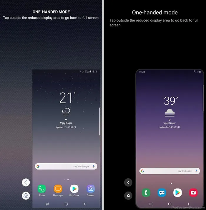 Samsung One UI vs Samsung Experience - One-Handed Mode