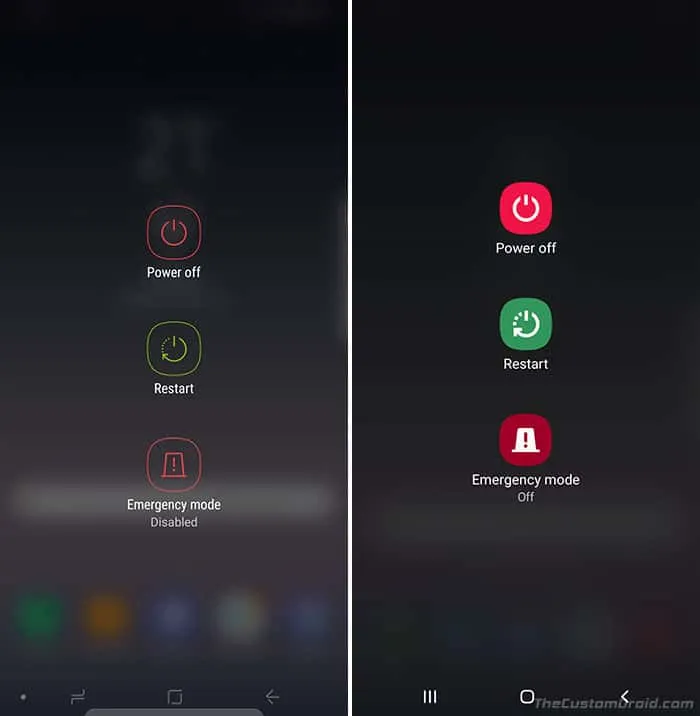Samsung One UI vs Samsung Experience - Power Menu