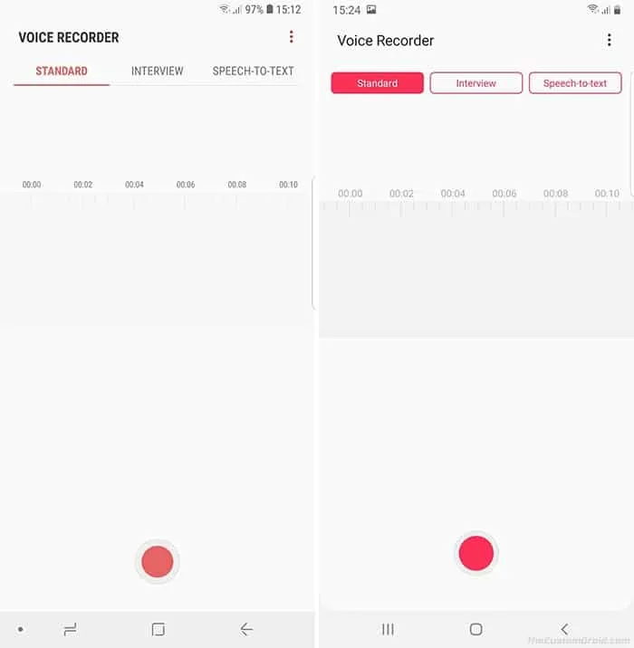Samsung One UI vs Samsung Experience - Voice Recorder App