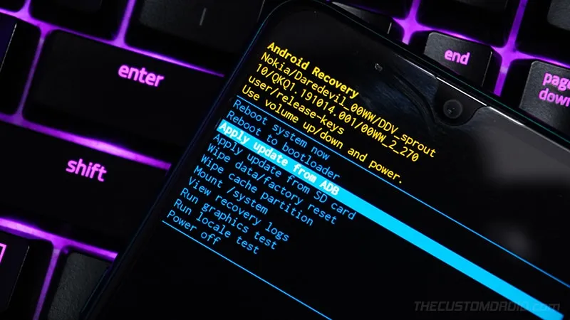 Select 'Apply update from ADB' in Nokia 5.4 stock recovery