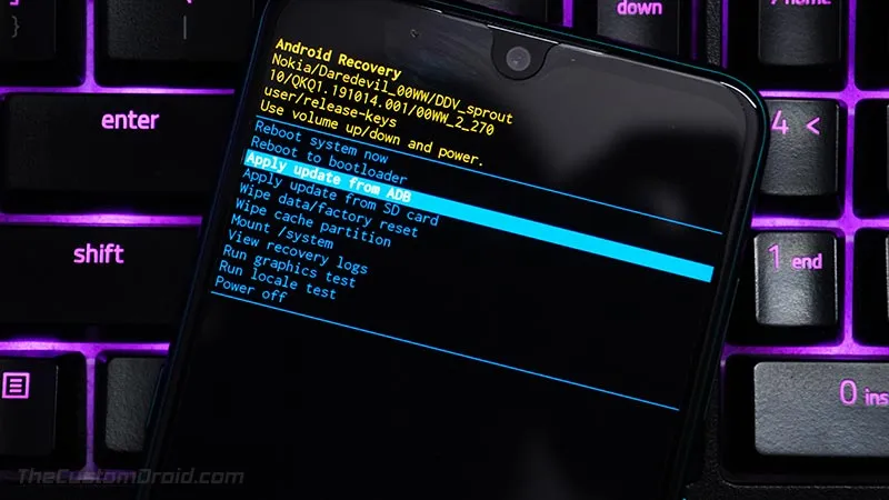 Select "Apply update from ADB" in Nokia 6.1/6.1 Plus Stock Recovery