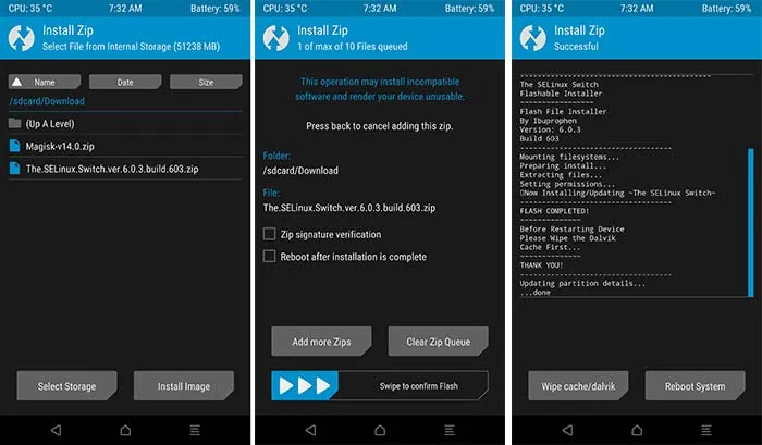Set SELinux Permissive - SELinux Switch TWRP Installation