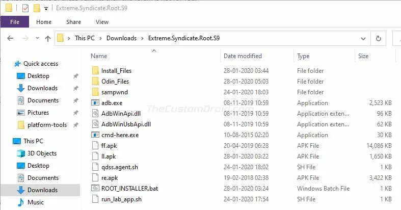 Extract Snapdragon Galaxy S9/S9+/Note 9 Root Package on the PC