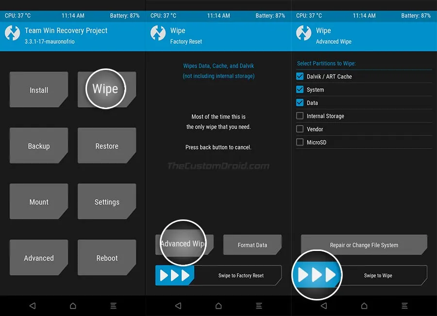 Wipe Partitions on Realme 6 Pro TWRP
