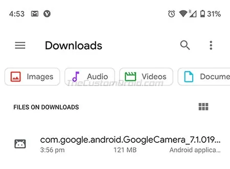 Tap on Google Camera 7.1 APK to Install it