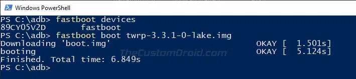 Temporarily Boot TWRP on Moto G7/Moto G7 Plus using fastboot