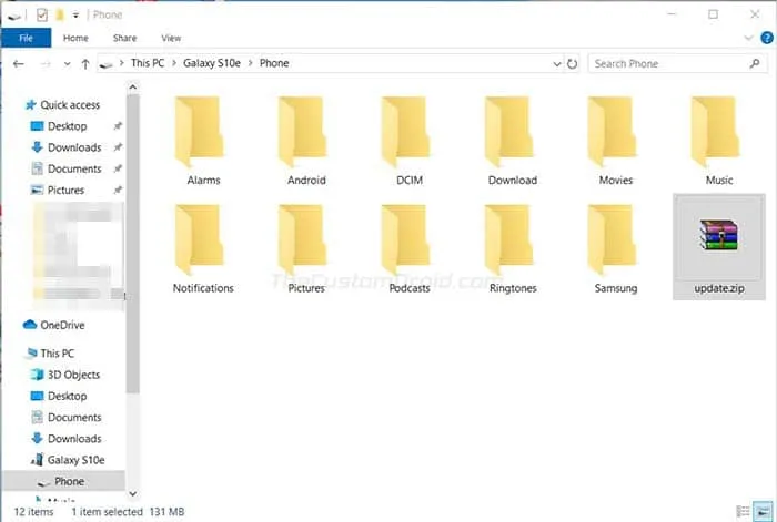Transfer One UI 2.0 Beta OTA Package to root storage of Samsung Galaxy S10/S10+/S10e