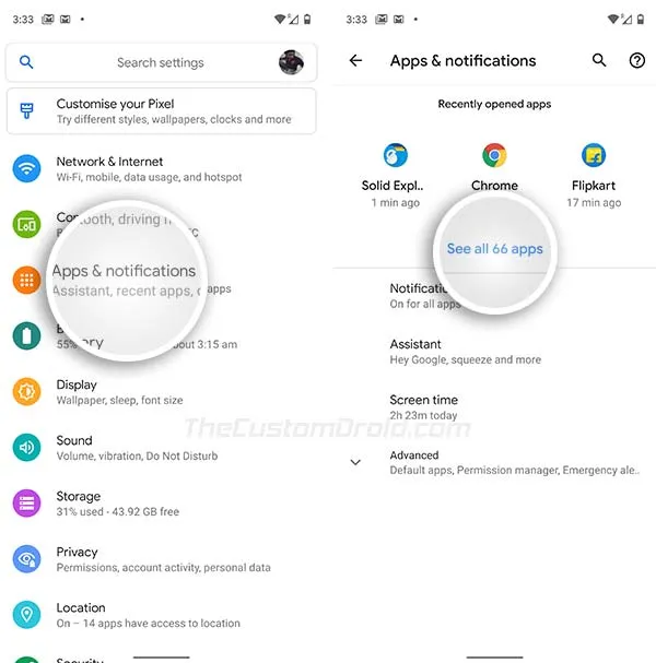 Turn ON Dark Theme in Gmail App's Settings - Go to 'See All Apps' in Settings