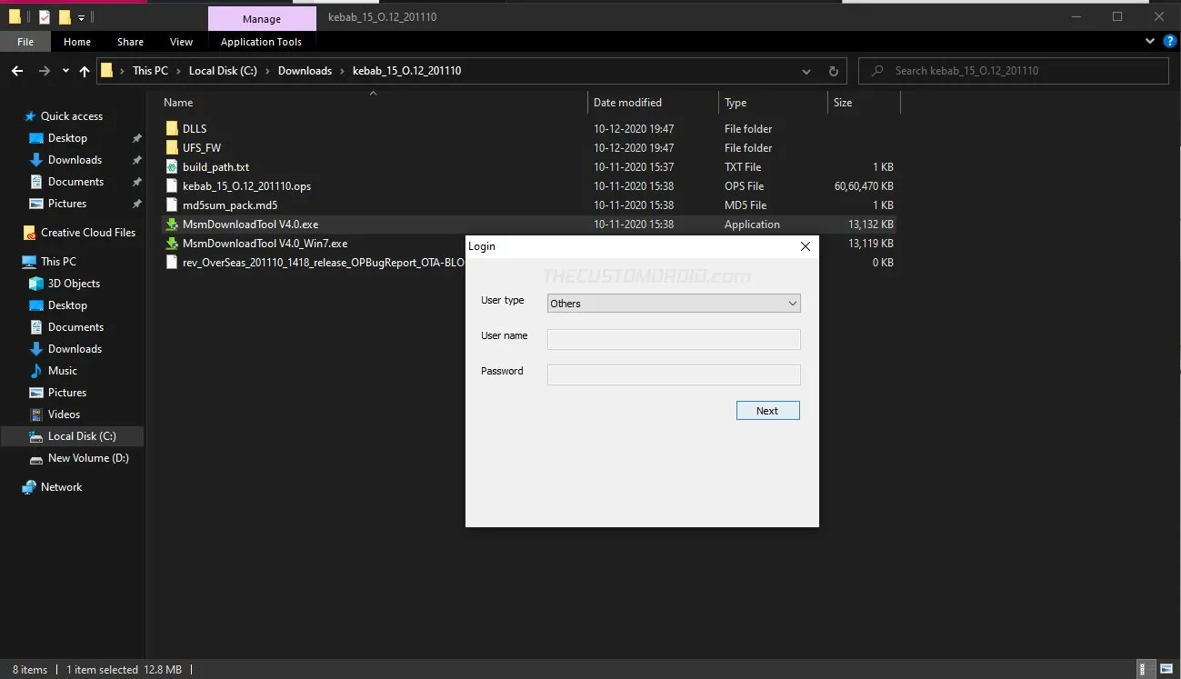 Launch OnePlus 8T MSMDownload Tool on the computer