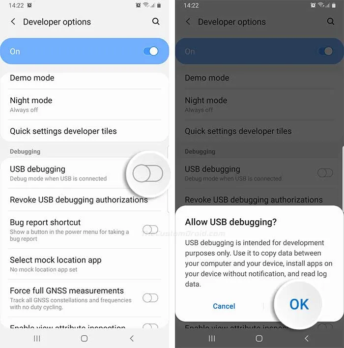 Uninstall Bloatware from Samsung Galaxy S10 - Enable USB Debugging