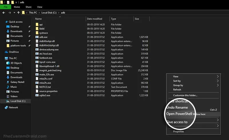 Uninstall Bloatware from Samsung Galaxy S10 - Open PowerShell Window Here