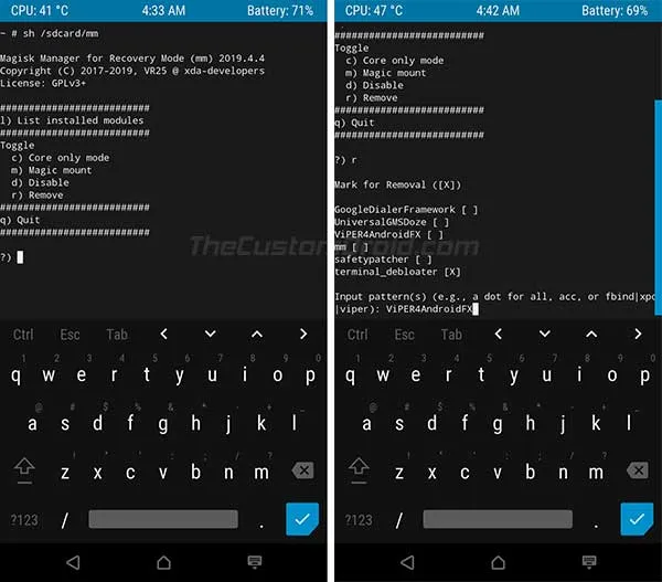 Launch Magisk Manager for Recovery Mode and Mark Modules to Uninstall