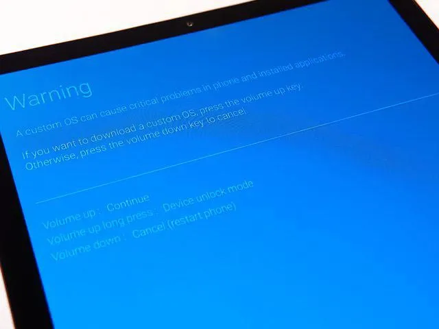 Hold the Volume Up button to enter Device Unlock Mode on Galaxy Tab S6