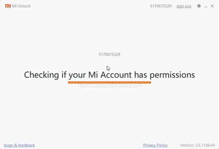 Mi Unlock Tool verifying your Xiaomi Device