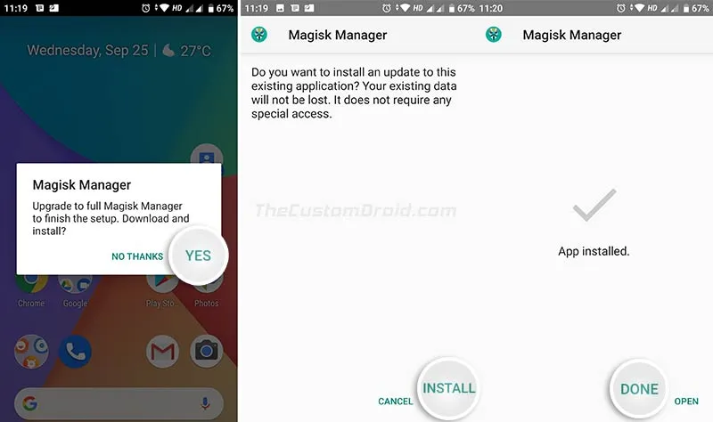 Upgrade to Full Magisk Manager on your Xiaomi Mi A1 when prompted