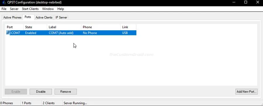 Verify Connected Device in QPST Configuration Program