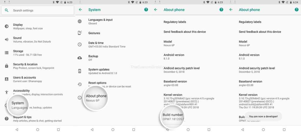 Enable Hidden Developer Options on Nexus 6P