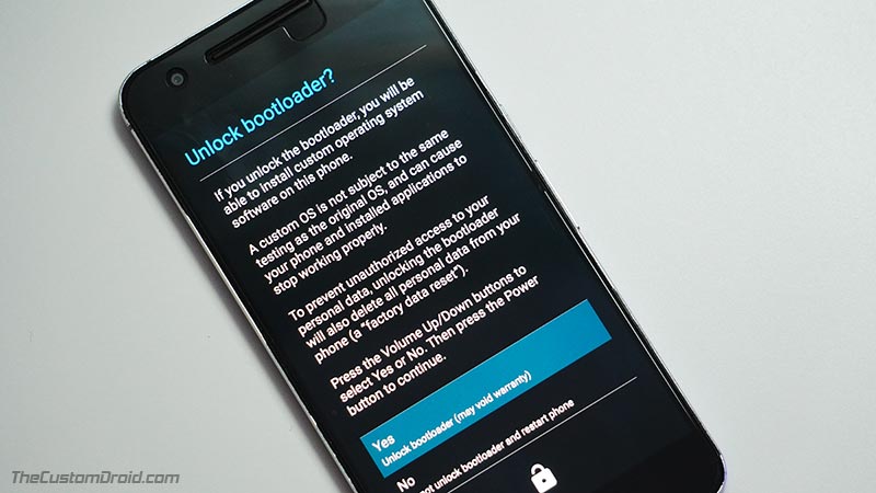 LG Nexus 5X Bootloader Unlock Prompt