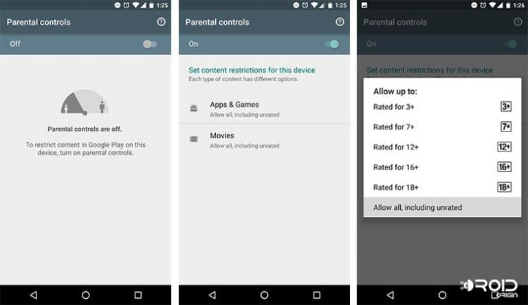 Parental Control on Android App Filtering