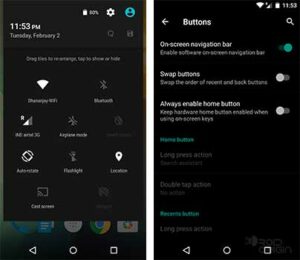 OxygenOS Quick Toggles and Buttons