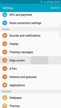 Enable Edge Features on Galaxy Note 5 Screenshot