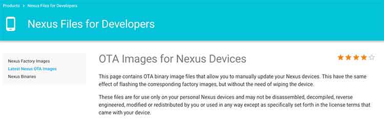 Download Full Nexus OTA Images