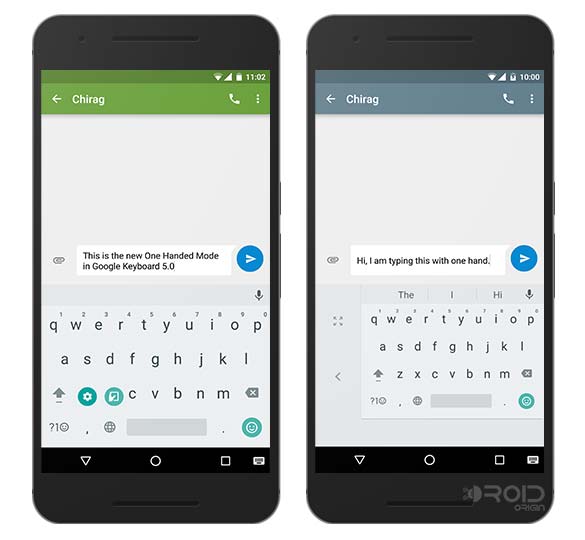 Google Keyboard 5.0 One Handed Mode Screenshot