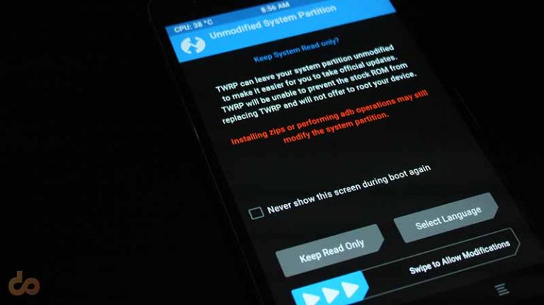 TWRP Unmodified System Partition Warning
