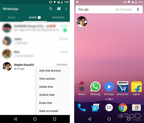 Add Chat Shortcut on WhatsApp