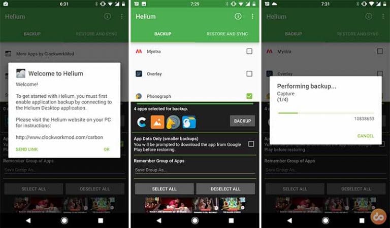 Backup Android Apps using Helium