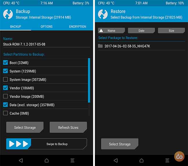 Резервное копирование устройства Android - резервное копирование TWRP Nandroid