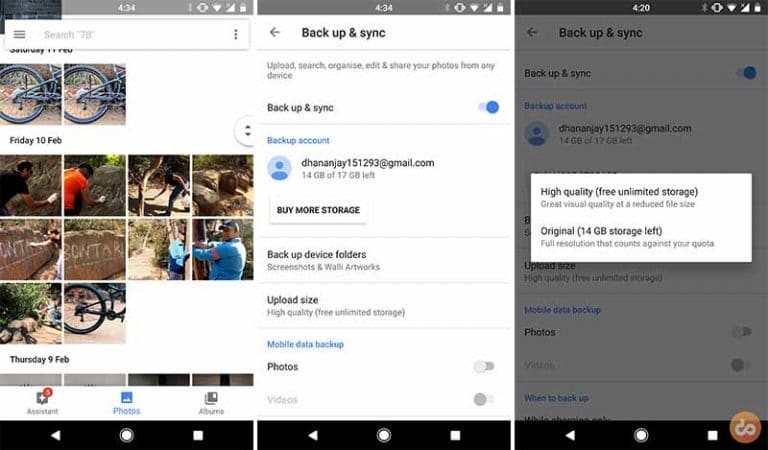 Backup Android Photos and Videos using Google Photos service